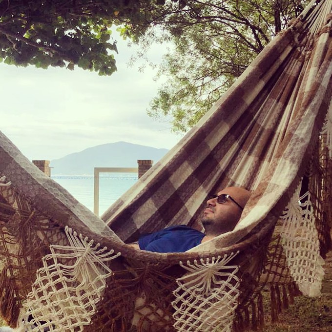 Break in the hammock, view to the sea
