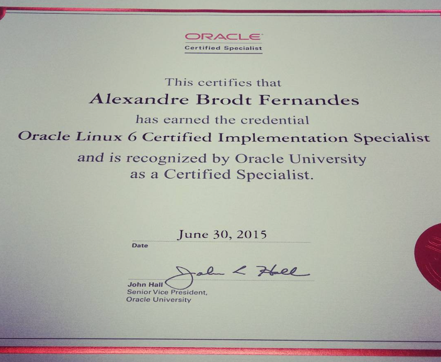 Oracle Linux 6 Certificate, 2015