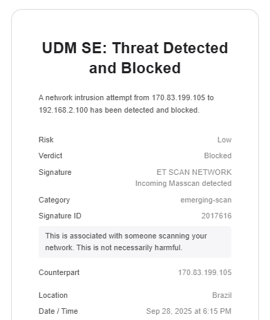 Image of UDM-SE blocking access attempts